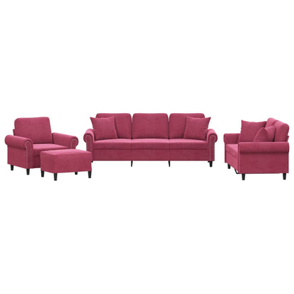 Set Di Divani 4 Pz Con Cuscini In Velluto