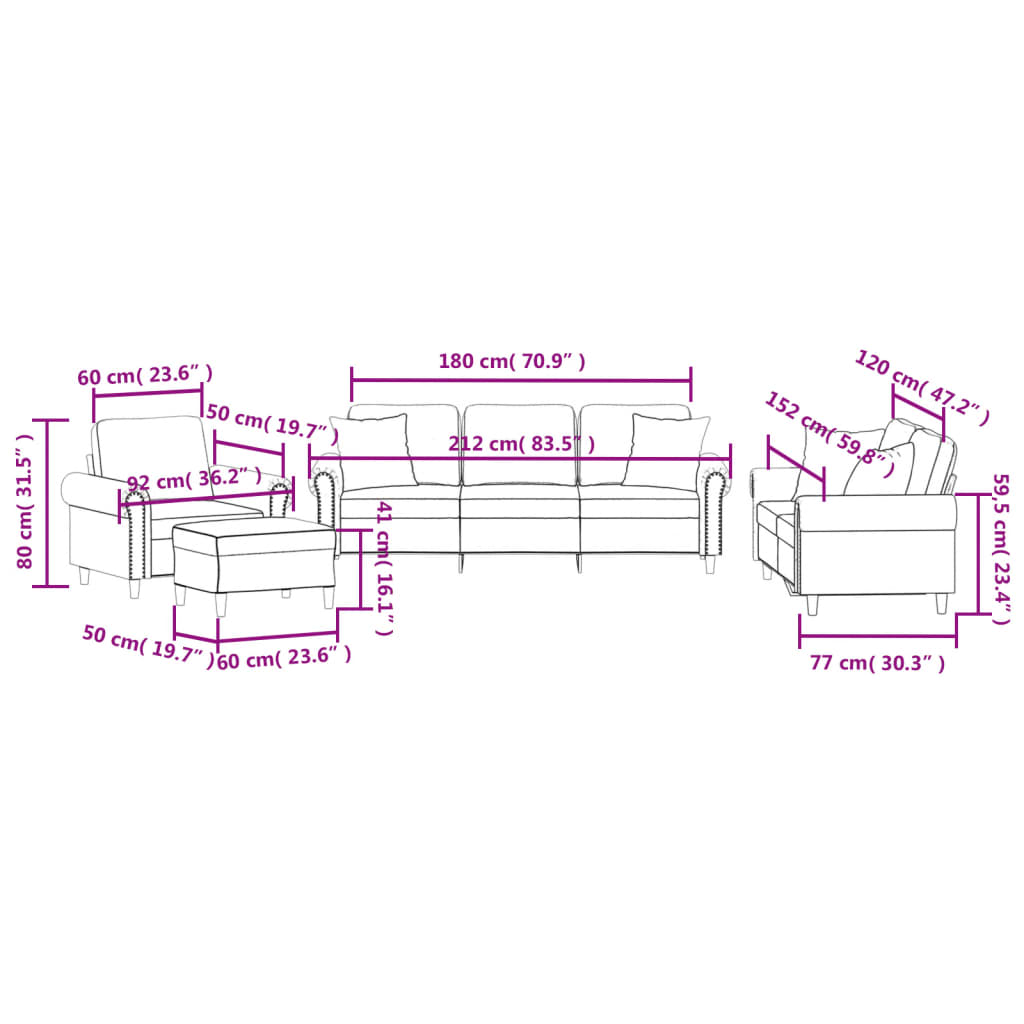 Set Di Divani 4 Pz Con Cuscini In Velluto