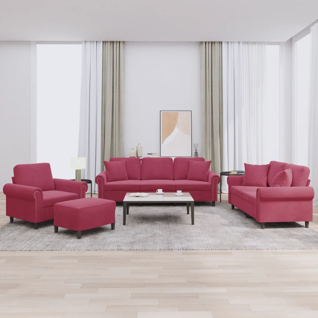 Set Di Divani 4 Pz Con Cuscini In Velluto