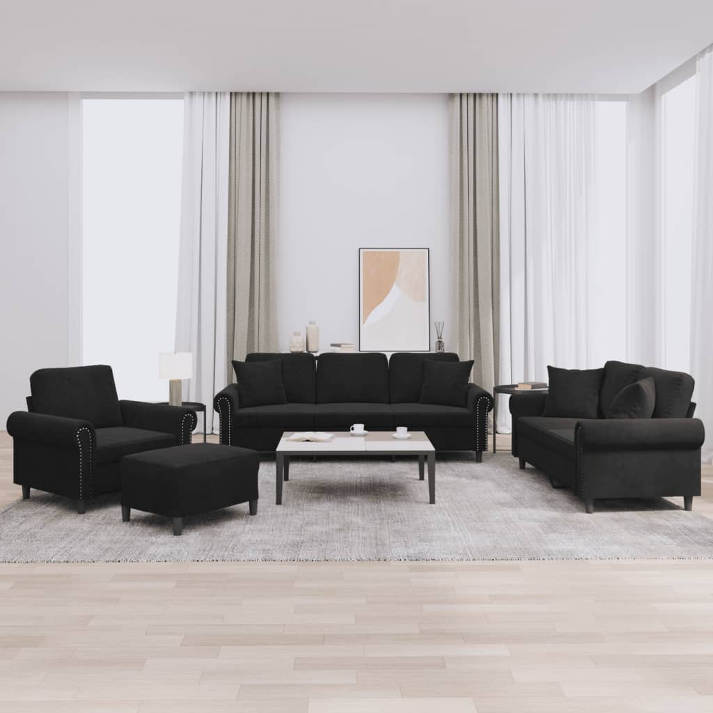 Set Di Divani 4 Pz Con Cuscini In Velluto