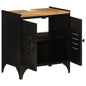 Mobile Lavabo Da Bagno 55X35X60 Cm Ferro E Legno Massello Mango