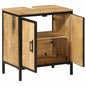 Mobile Lavabo Da Bagno 55X35X60 Cm Legno Massello Mango E Ferro
