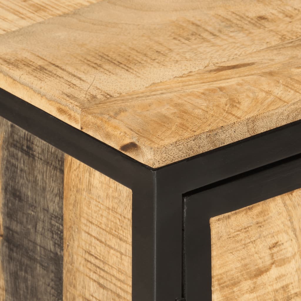 Mobile Lavabo Da Bagno 55X35X60 Cm Legno Massello Mango E Ferro