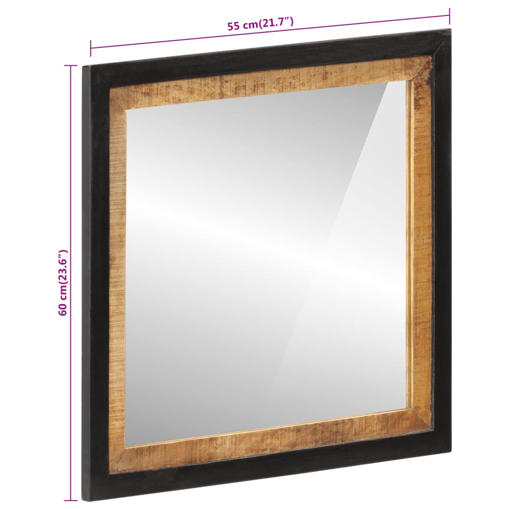 Specchio Da Bagno 55X1X60 Cm In Vetro E Legno Massello Di Mango