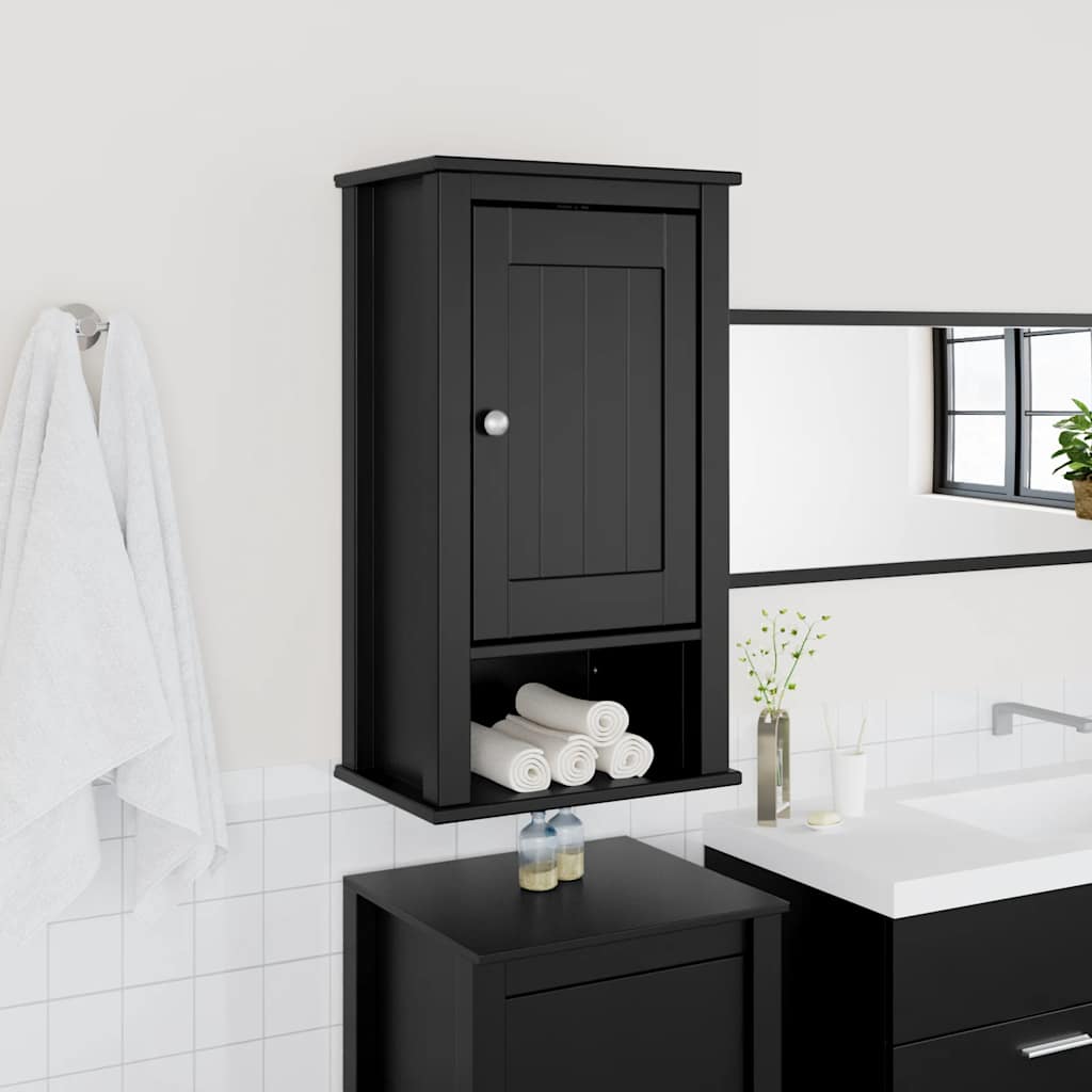 Mobile Da Bagno A Muro Berg 40X27X71,5 Cm Massello Pino Nero