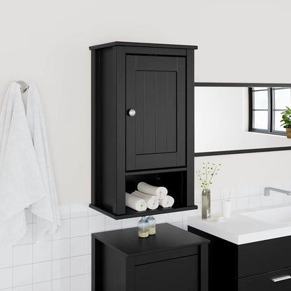 Mobile Da Bagno A Muro Berg 40X27X71,5 Cm Massello Pino Nero