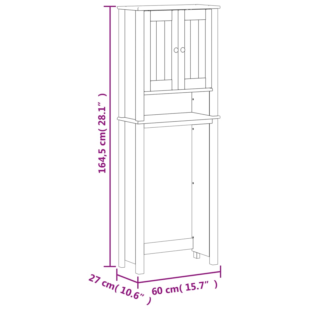 Portaoggetti Sopra Wc Berg 60X27X164,5 Cm Legno Massello