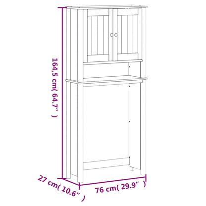 Mobile Per Lavatrice Berg 76X27X164,5Cm Legno Massello Bianco