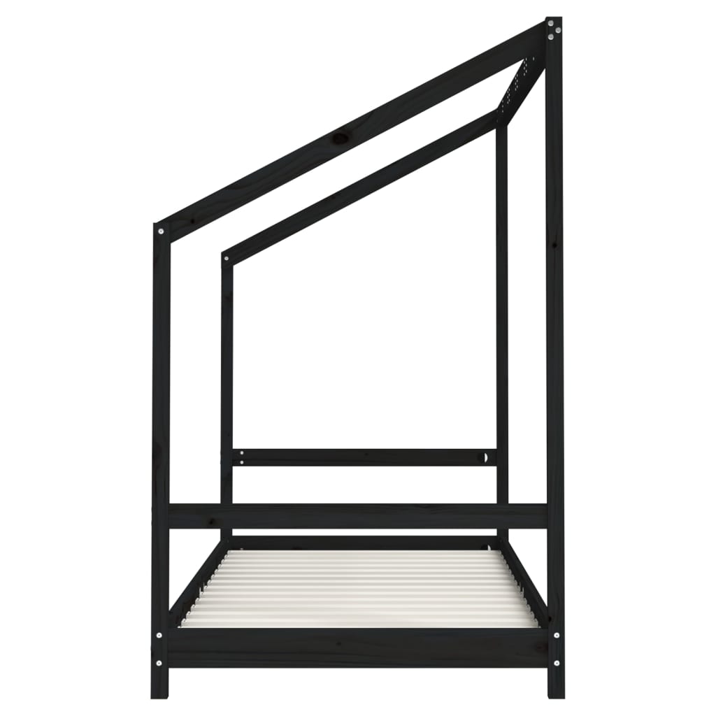 Giroletto Per Bambini Nero 2X(90X200) Cm Legno Massello Di Pino