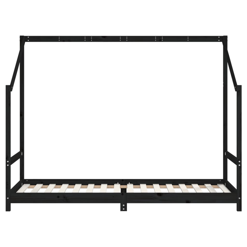Giroletto Per Bambini Nero 2X(90X200) Cm Legno Massello Di Pino