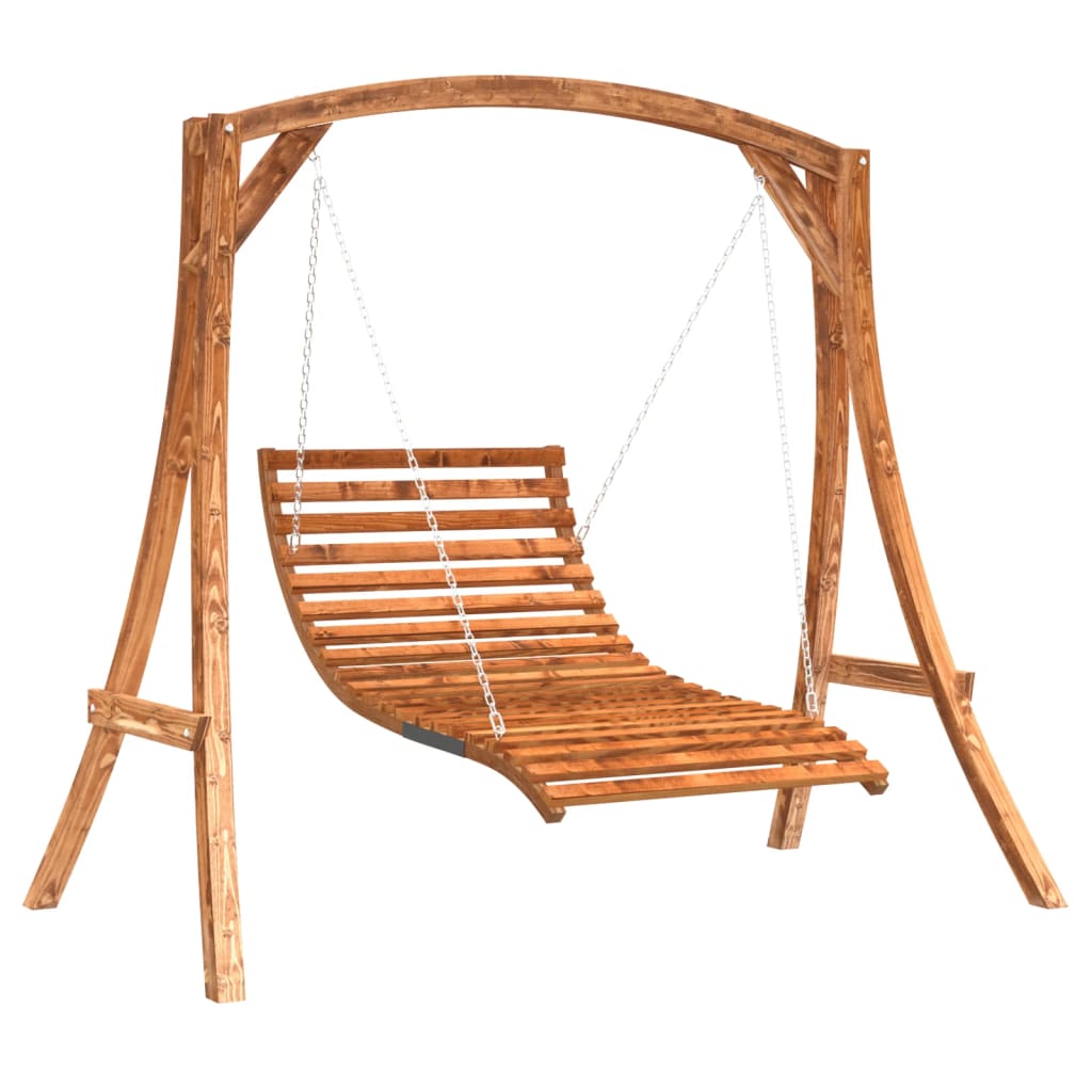 Letto A Dondolo In Legno Massello Di Abete Con Finitura In Teak
