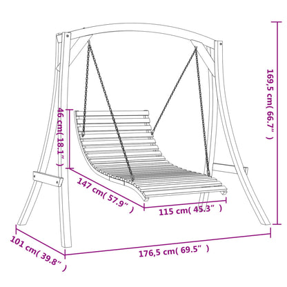 Letto A Dondolo In Legno Massello Di Abete Con Finitura In Teak