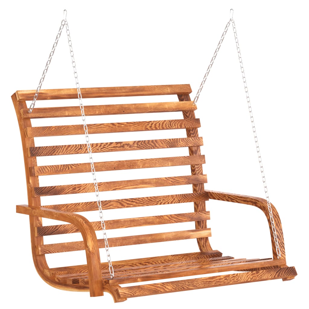 Panca A Dondolo In Legno Massello Di Abete Con Finitura In Teak
