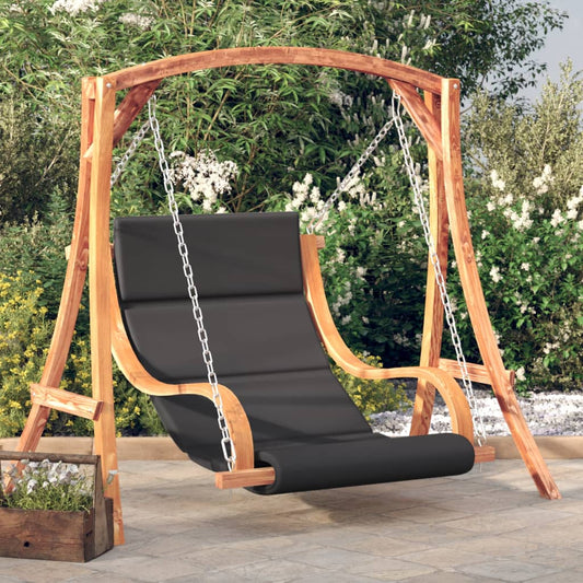 Sedia A Dondolo Con Cuscino Massello Di Abete Finitura In Teak