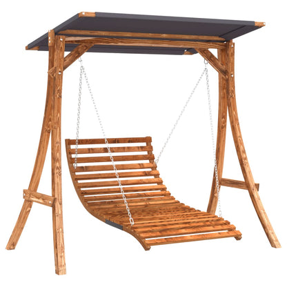 Letto A Dondolo Con Tetto Massello Di Abete Finitura In Teak