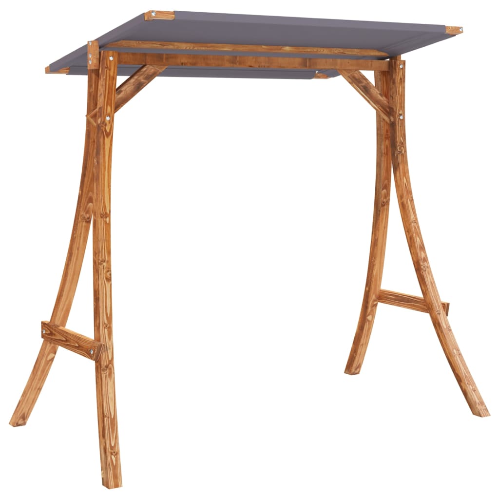 Letto A Dondolo Con Tetto Massello Di Abete Finitura In Teak