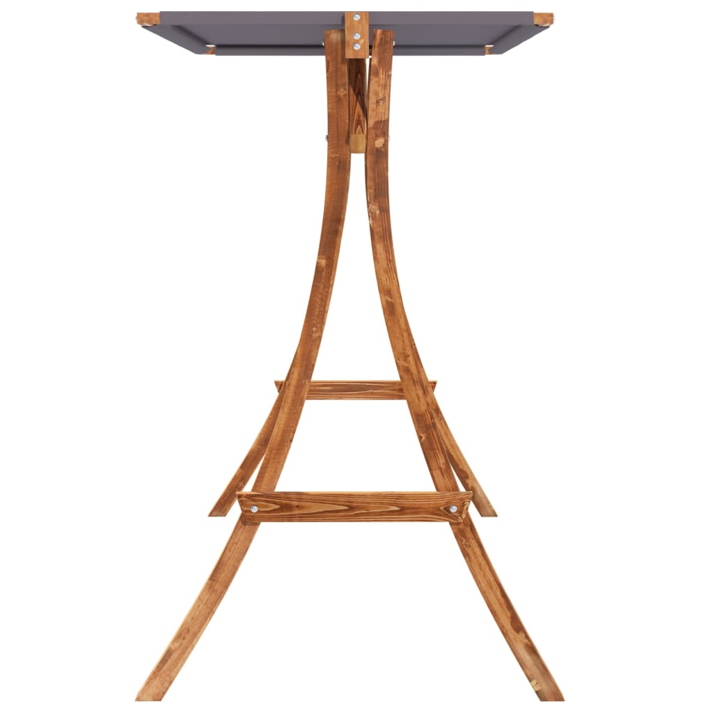 Letto A Dondolo Con Tetto Massello Di Abete Finitura In Teak