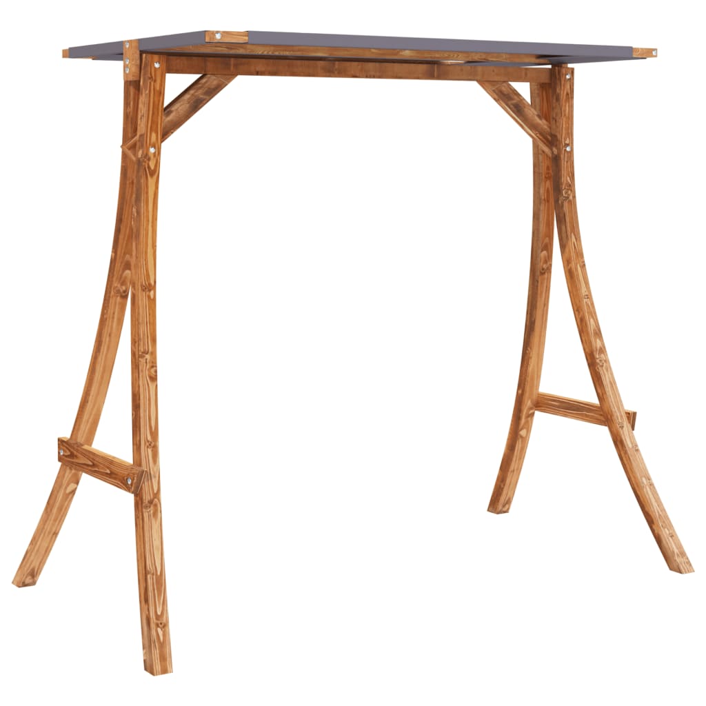 Letto A Dondolo Con Tetto Massello Di Abete Finitura In Teak