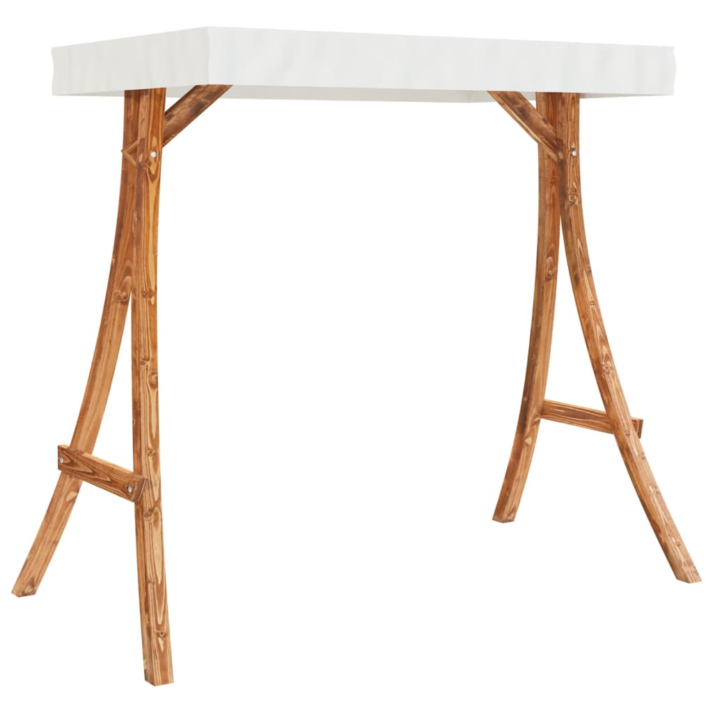 Letto A Dondolo Con Tetto Massello Di Abete Finitura In Teak