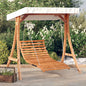 Letto A Dondolo Con Tetto Massello Di Abete Finitura In Teak