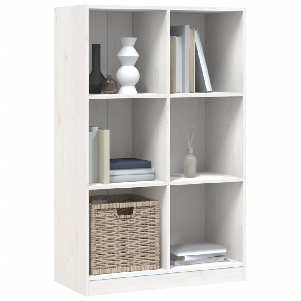 Libreria Bianca 70X33X110 Cm In Legno Massello Di Pino