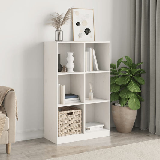 Libreria Bianca 70X33X110 Cm In Legno Massello Di Pino