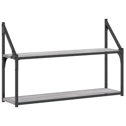 Scaffale Parete 2 Ripiani Multistrato Grigio Sonoma