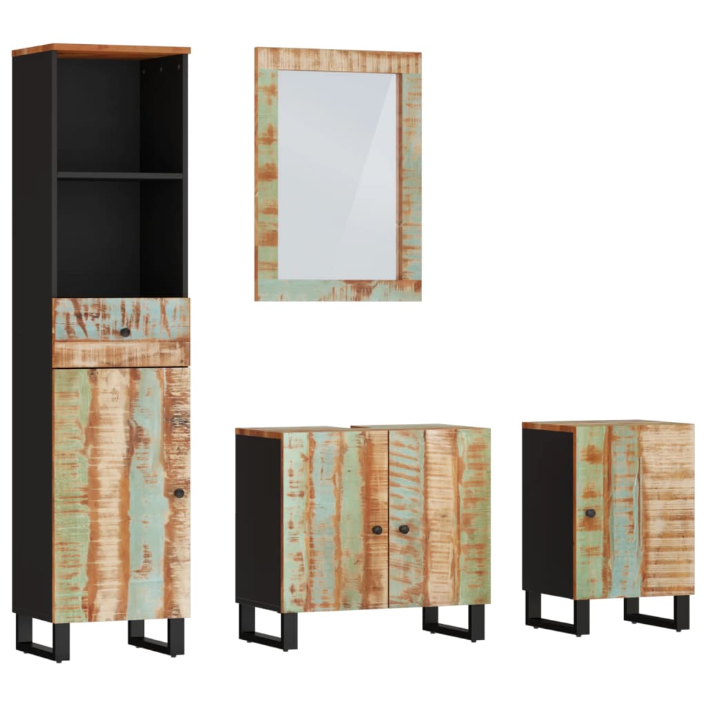 Set Mobili Da Bagno 4 Pz In Legno Massello Di Recupero