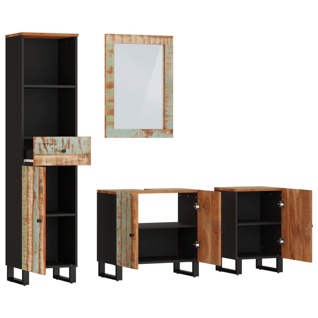 Set Mobili Da Bagno 4 Pz In Legno Massello Di Recupero
