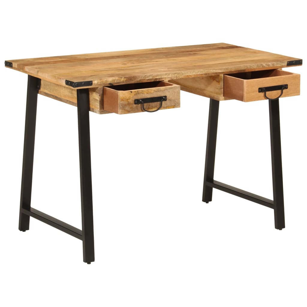 Scrivania Con Cassetti 105X55X70 Cm Legno Massello Mango Ferro