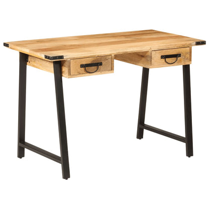 Scrivania Con Cassetti 105X55X70 Cm Legno Massello Mango Ferro