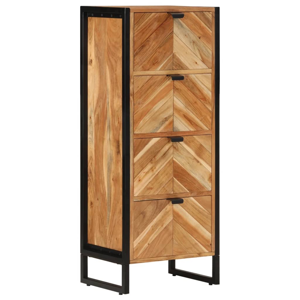 Mobile Da Bagno 40X30X100 Cm Legno Massello Di Acacia E Ferro