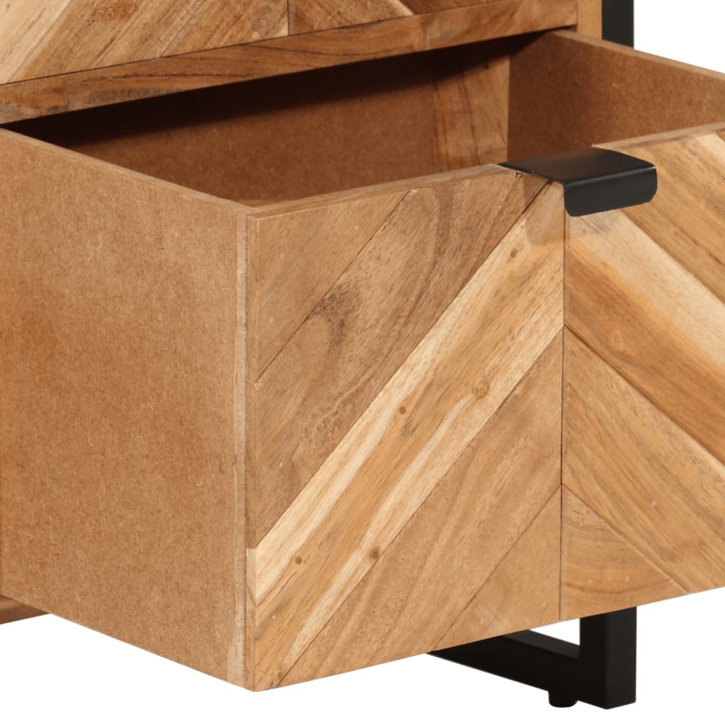 Mobile Da Bagno 40X30X100 Cm Legno Massello Di Acacia E Ferro