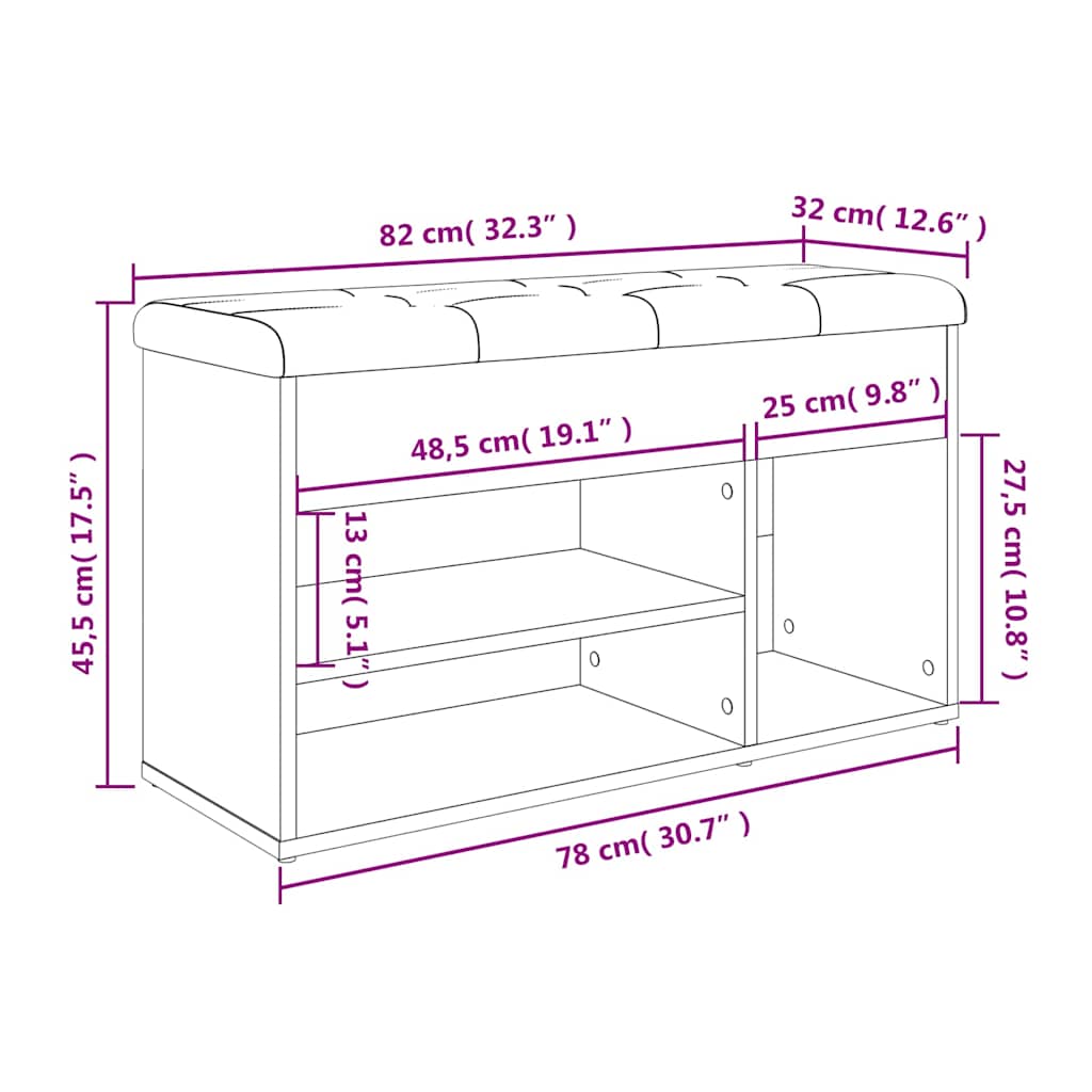 Panca Per Scarpe 82X32X45,5Cm Legno Multistrato