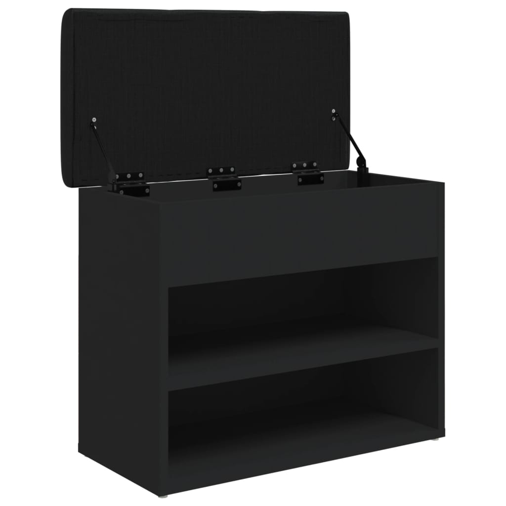 Panca Porta Scarpe Nera 62X32X50 Cm In Legno Multistrato