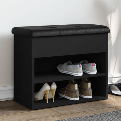Panca Porta Scarpe Nera 62X32X50 Cm In Legno Multistrato