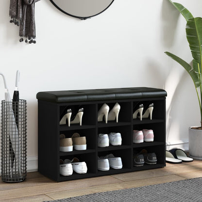 Panca Porta Scarpe Nera In Legno Multistrato Nero