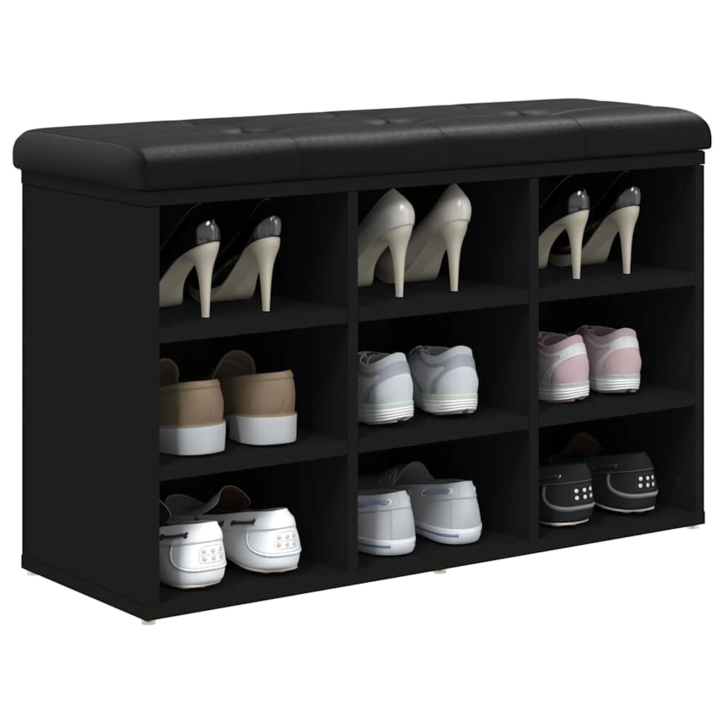 Panca Porta Scarpe Nera In Legno Multistrato Nero