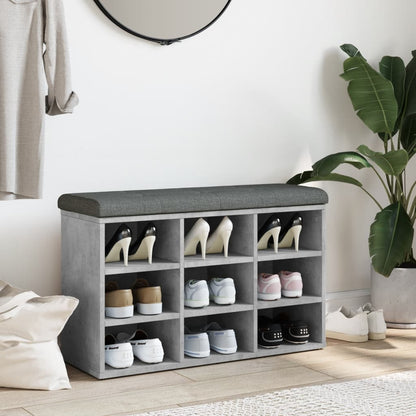 Panca Porta Scarpe Grigio Cemento 82X32X50Cm Legno Multistrato Rovere Sonoma