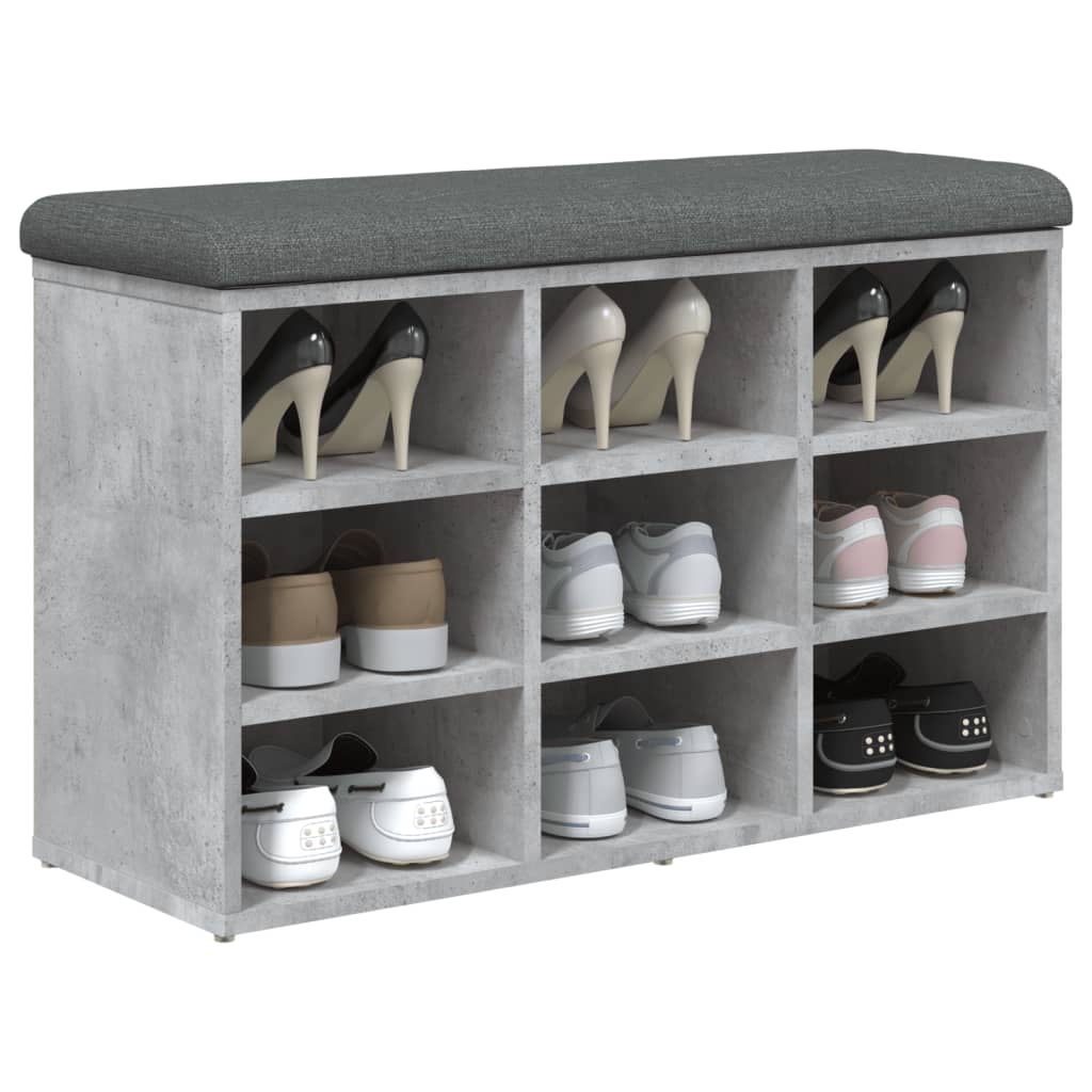 Panca Porta Scarpe Grigio Cemento 82X32X50Cm Legno Multistrato Rovere Sonoma