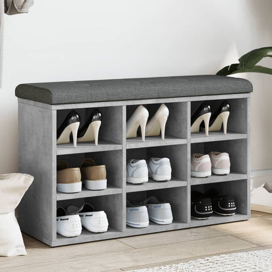 Panca Porta Scarpe Grigio Cemento 82X32X50Cm Legno Multistrato Rovere Sonoma