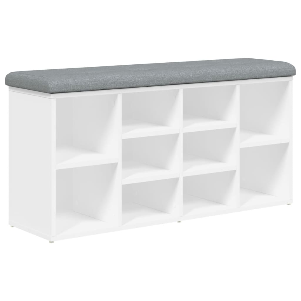 Panca Scarpiera Bianca 102X32X50 Cm In Legno Massello Di Argilla Rovere Fumo