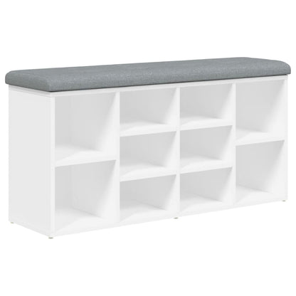 Panca Scarpiera Bianca 102X32X50 Cm In Legno Massello Di Argilla Rovere Fumo