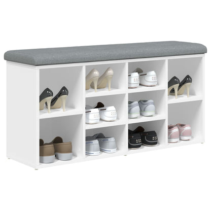 Panca Scarpiera Bianca 102X32X50 Cm In Legno Massello Di Argilla Rovere Fumo