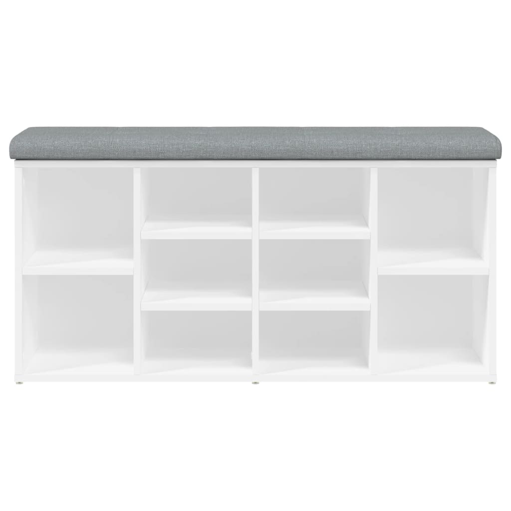 Panca Scarpiera Bianca 102X32X50 Cm In Legno Massello Di Argilla Rovere Fumo