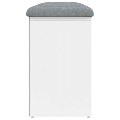 Panca Scarpiera Bianca 102X32X50 Cm In Legno Massello Di Argilla Rovere Fumo