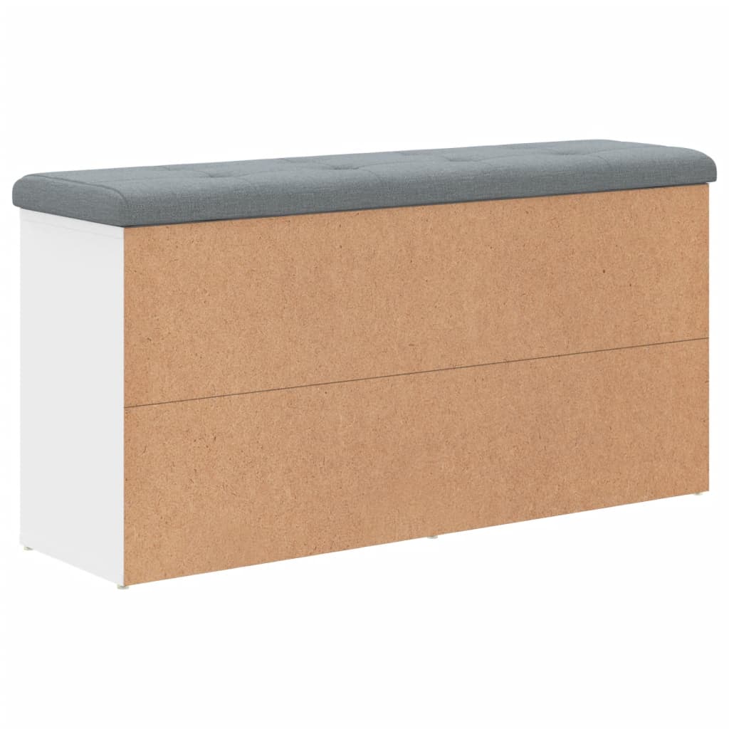 Panca Scarpiera Bianca 102X32X50 Cm In Legno Massello Di Argilla Rovere Fumo