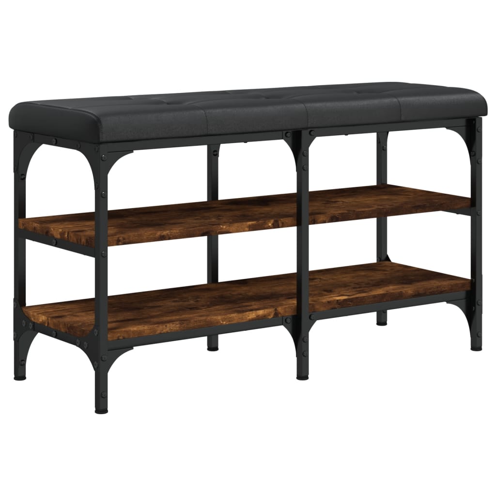 Panca Porta Scarpe Rovere Fumo 82X32X47 Cm In Legno Multistrato
