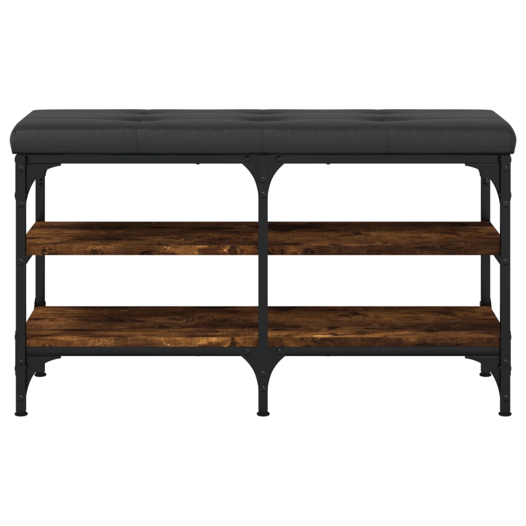 Panca Porta Scarpe Rovere Fumo 82X32X47 Cm In Legno Multistrato