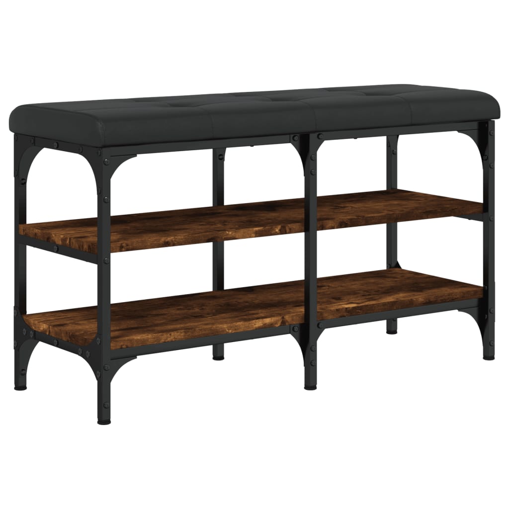 Panca Porta Scarpe Rovere Fumo 82X32X47 Cm In Legno Multistrato